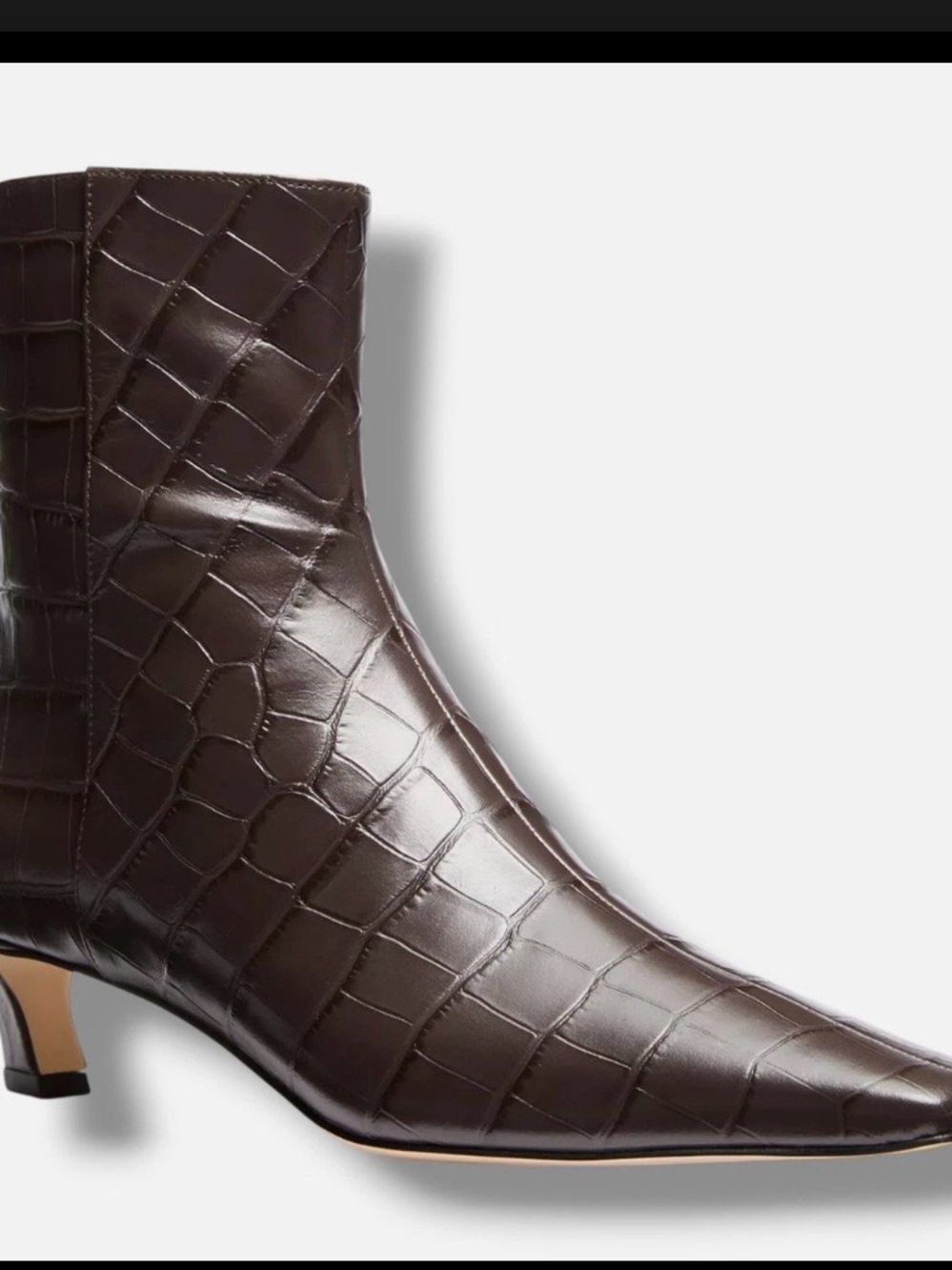 Michael Kors Dark Brown Croc-Embossed Pointed Ankle Booties